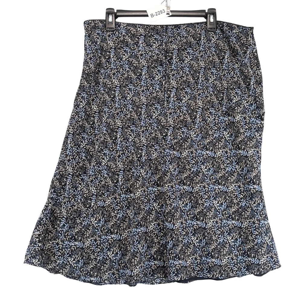 Vintage Y2K Old Navy Black Floral Trumpet Midi Skirt Sz 18 Chiffon Fairy Grunge